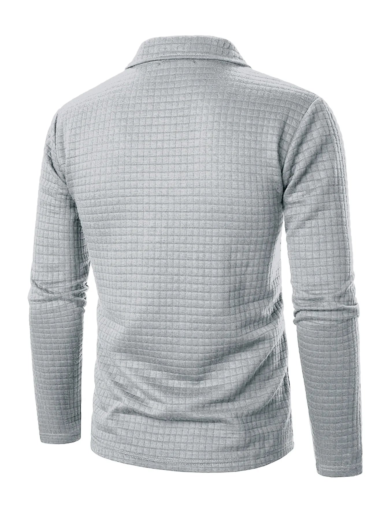 Men’s Long Sleeve Checkered Shirt – Button-Up, Textured Fabric