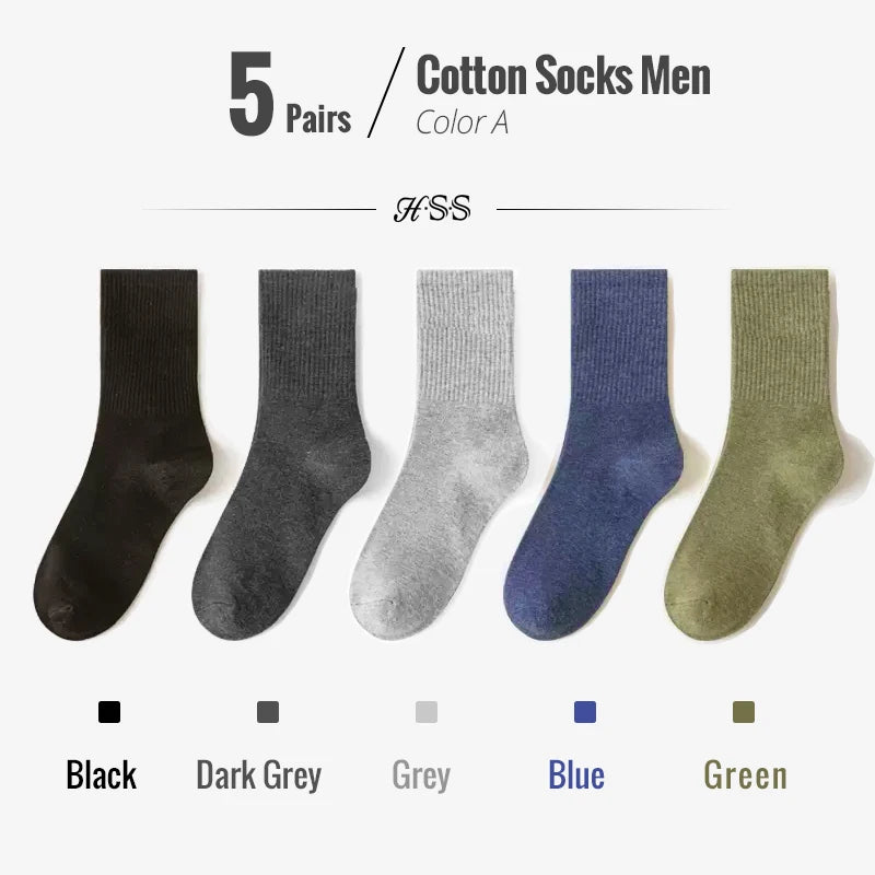 5/10-Pack Men’s Combed Cotton Dress Socks – Soft Breathable Business Crew Socks,Multiple Colors