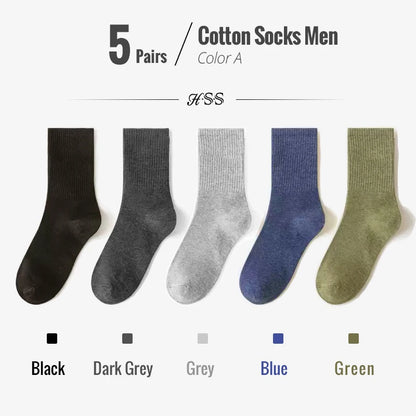 5/10-Pack Men’s Combed Cotton Dress Socks – Soft Breathable Business Crew Socks,Multiple Colors