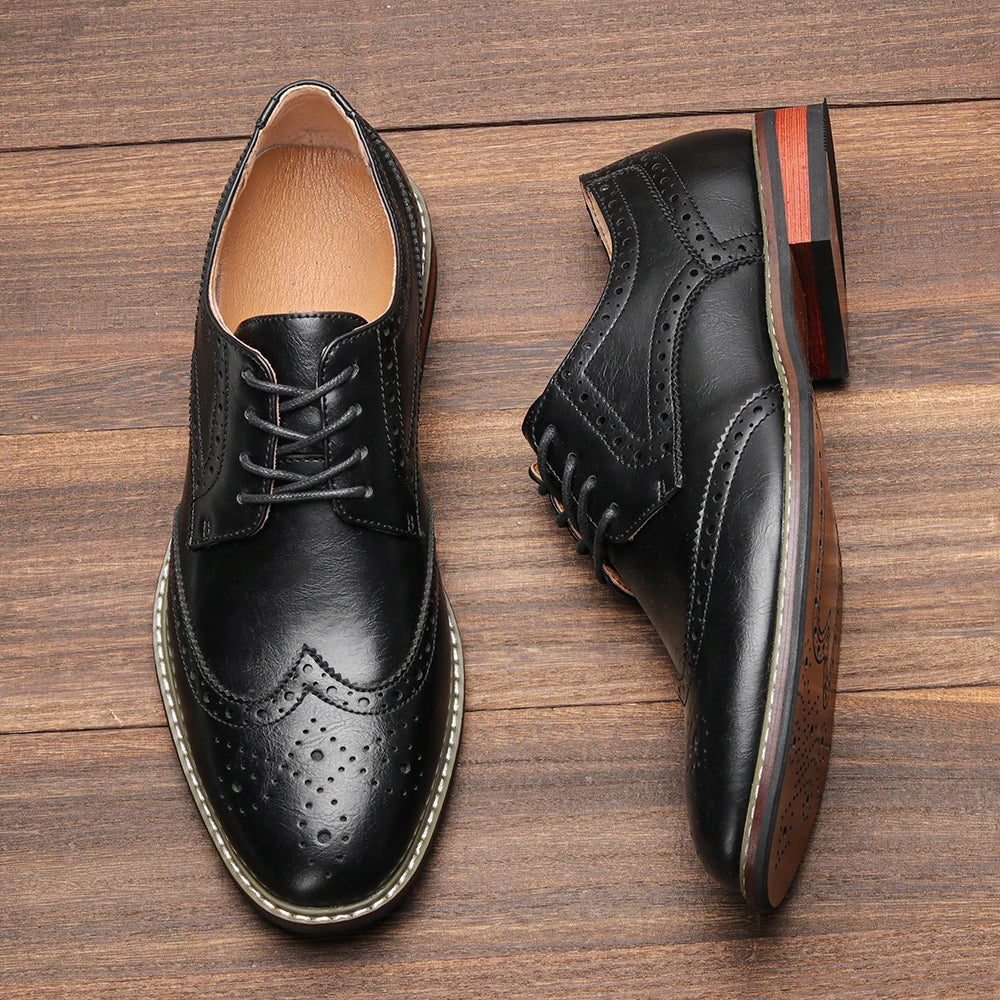Men’s Stylish Leather Dress Shoes – Comfortable Business Gentleman Footwear