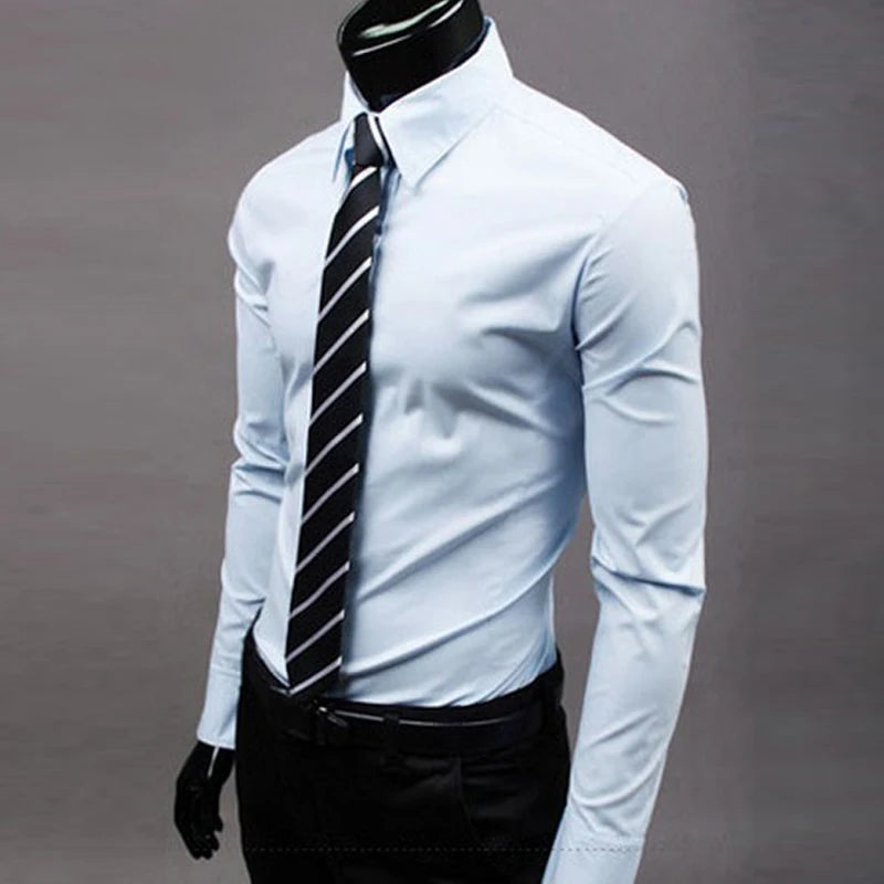 Men’s Long Sleeve Button-Up Shirt – Slim Fit Casual & Formal Wear