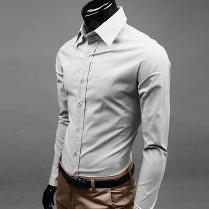 Men’s Long Sleeve Button-Up Shirt – Slim Fit Casual & Formal Wear