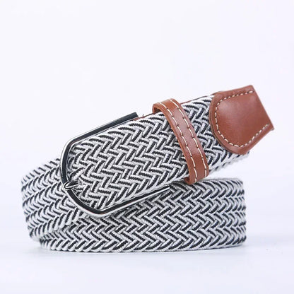 Unisex Braided Stretch Canvas Belt – Metal Pin Buckle for Jeans & Pants (107–130cm)