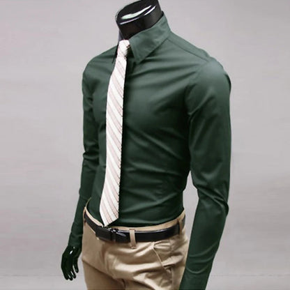 Men’s Long Sleeve Button-Up Shirt – Slim Fit Casual & Formal Wear