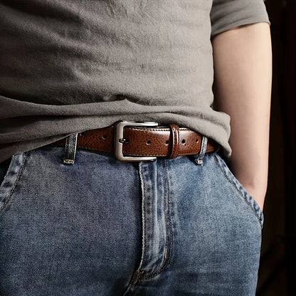 Men’s Leather Ratchet Belt – Micro Adjustable Dress Belt for Pants, Business & Everyday Fit