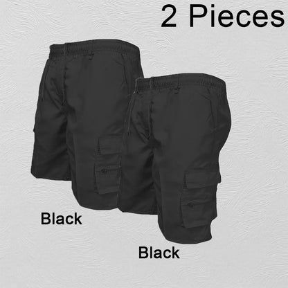 Men’s Casual Cargo Shorts with Large Pockets (Plus Size Available)