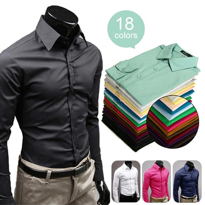 Men’s Long Sleeve Button-Up Shirt – Slim Fit Casual & Formal Wear