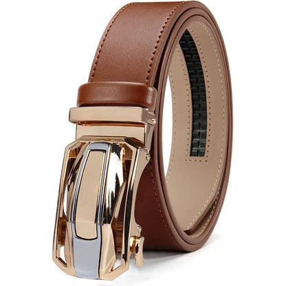 Men’s Genuine Leather Belt – Automatic Buckle Waist Strap, High-Quality Adjustable Belt for Men & Women,