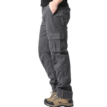 Men’s Tactical Cargo Pants – Cotton, Elastic Waist, Loose Fit, Multi-Pocket
