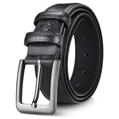 Men’s Leather Ratchet Belt – Micro Adjustable Dress Belt for Pants, Business & Everyday Fit