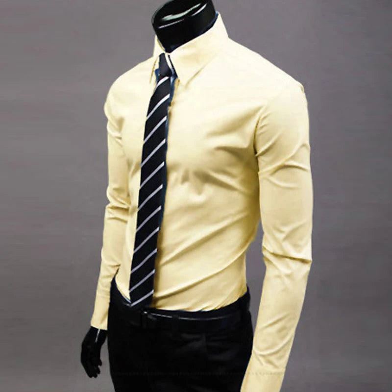 Men’s Long Sleeve Button-Up Shirt – Slim Fit Casual & Formal Wear