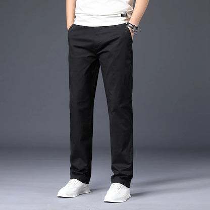 Men’s Cotton Casual Pants – Stretch Straight-Leg Trousers with Plus Size Fit, High-Quality Everyday Wear