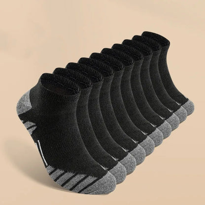 10-Pack Men’s Black,Gray & White Cotton Socks – Breathable Athletic Running Socks, Solid Color,