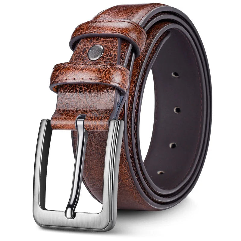 Men’s Leather Ratchet Belt – Micro Adjustable Dress Belt for Pants, Business & Everyday Fit