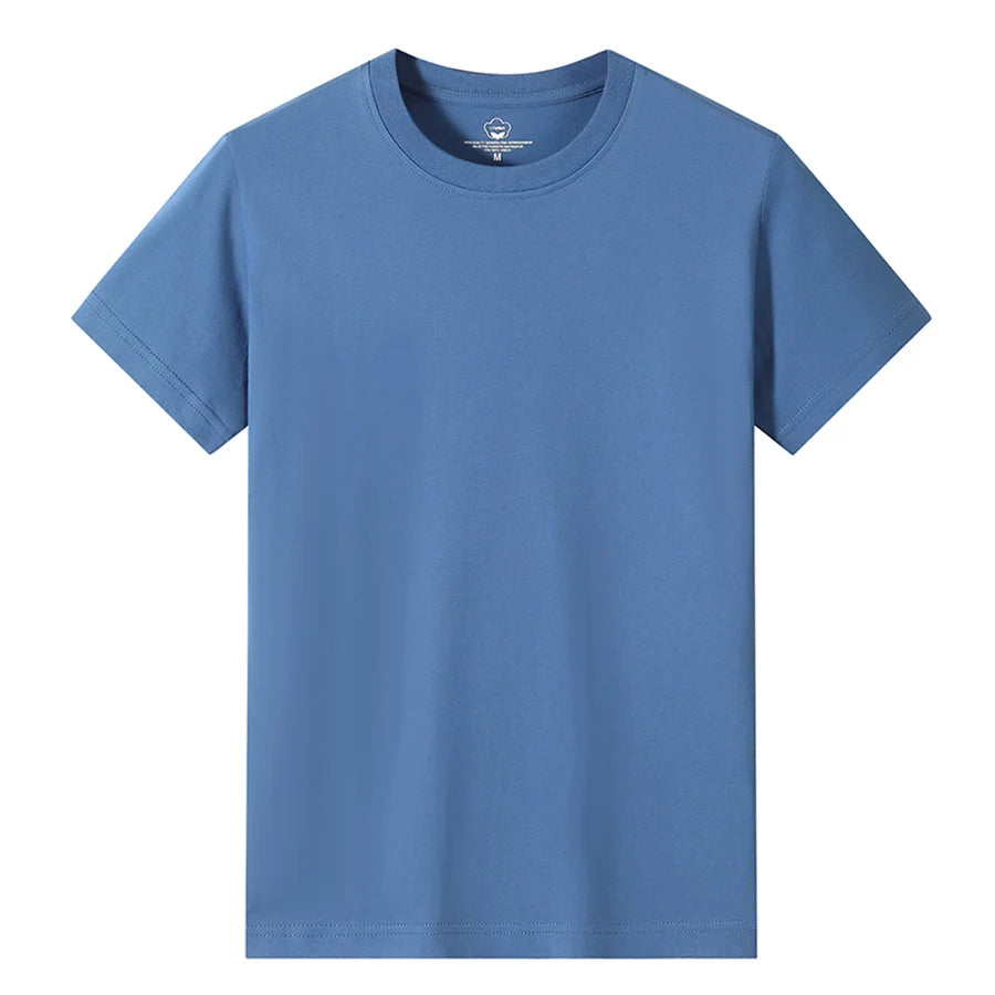 Men’s Solid Color Round Neck T-Shirt – Short Sleeve, Printed Cuffs (2/4/6 Pack)