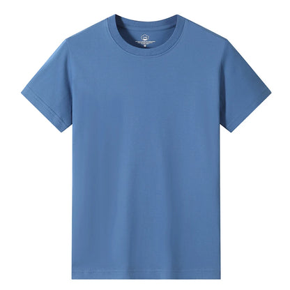 Men’s Solid Color Round Neck T-Shirt – Short Sleeve, Printed Cuffs (2/4/6 Pack)