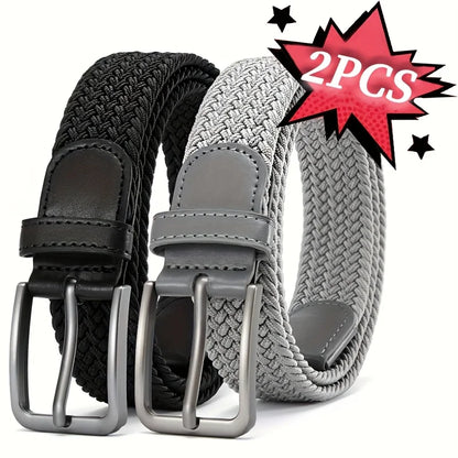2-Pack Unisex Elastic Woven Belts – Casual Stretch for Jeans & Outdoor Use (105/115/125cm)