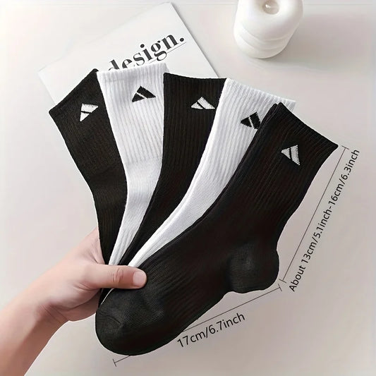 Men’s Athletic Crew Socks(10 Pairs) – Black & White Breathable Cushioned Socks for Running, Gym & Everyday Wear