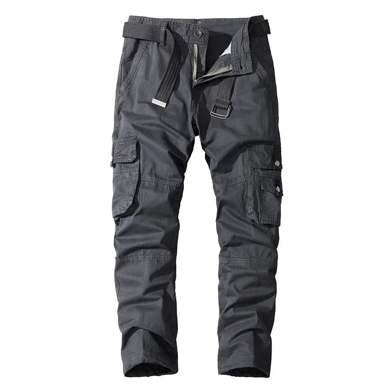 Men’s Cotton Casual Pants – Straight Fit, Multi-Pocket