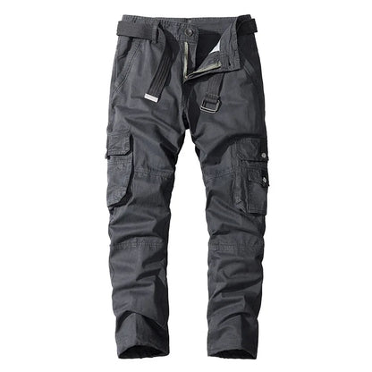 Men’s Cotton Casual Pants – Straight Fit, Multi-Pocket
