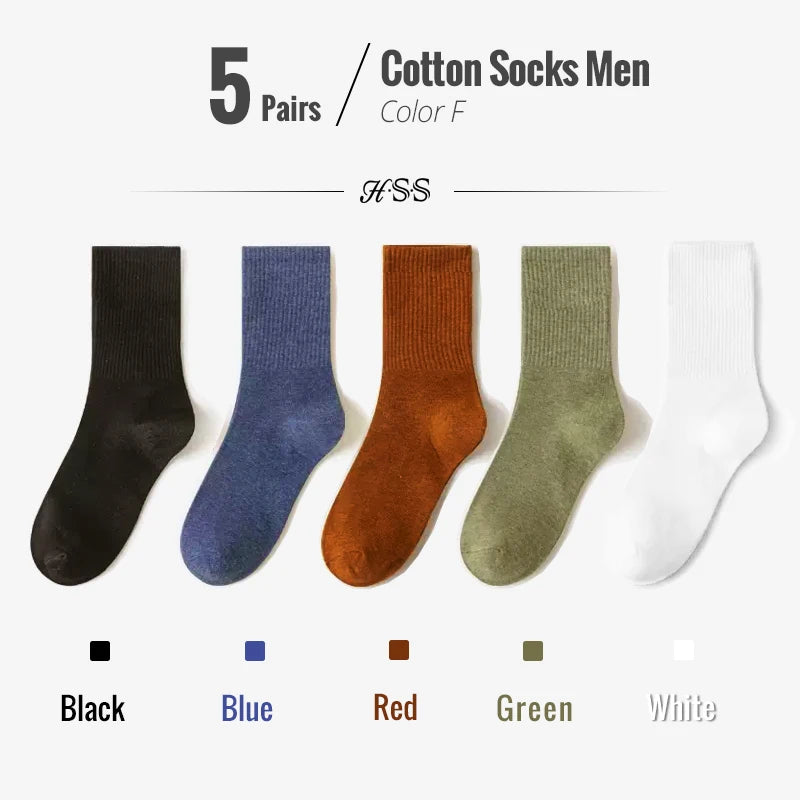 5/10-Pack Men’s Combed Cotton Dress Socks – Soft Breathable Business Crew Socks,Multiple Colors