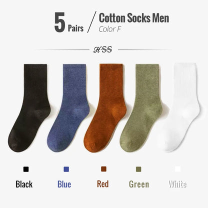 5/10-Pack Men’s Combed Cotton Dress Socks – Soft Breathable Business Crew Socks,Multiple Colors